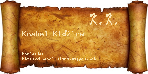 Knabel Klára névjegykártya